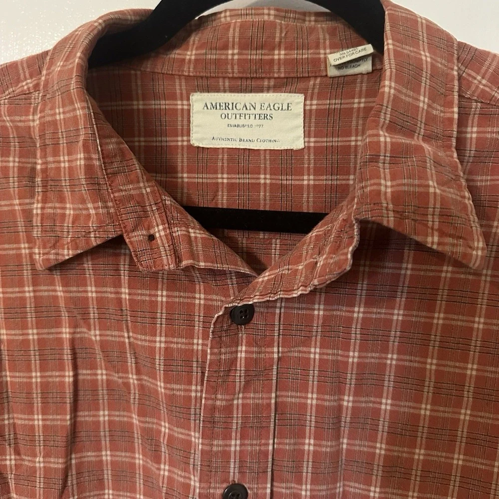 Vintage American eagle Outfitters Cotton Cargo Shirt Rust‎ Button Up Plaid L